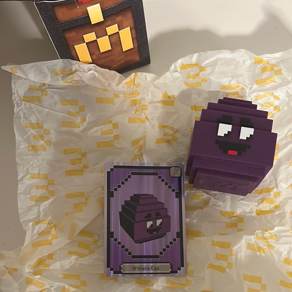 Limited edition Minecraft move meal toy from McDonald. Grimace with working code